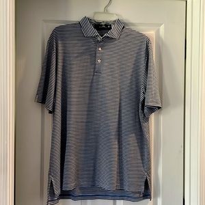 RALPH LAUREN RXL Mens L Blue Striped Golf Polo Performance